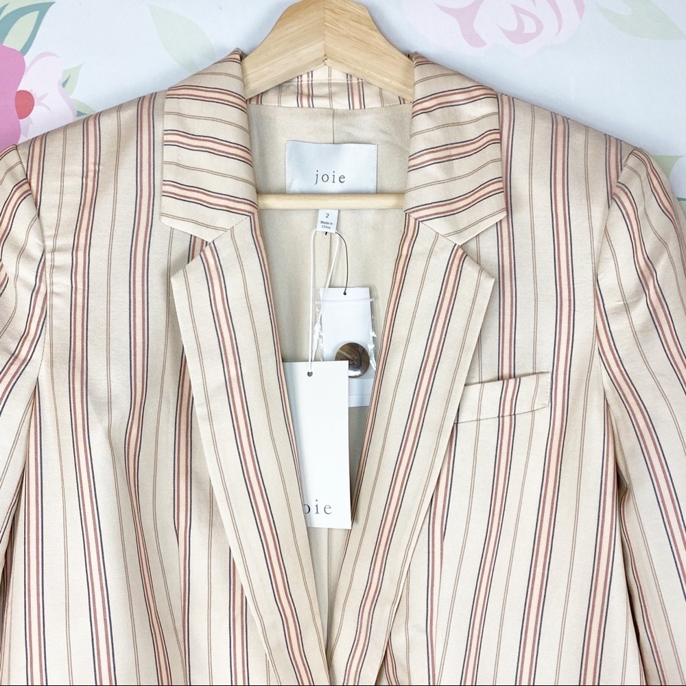 NEW Joie Kishina C Striped Peach Cream Career Casual Blazer 2 - Picture 3 of 9